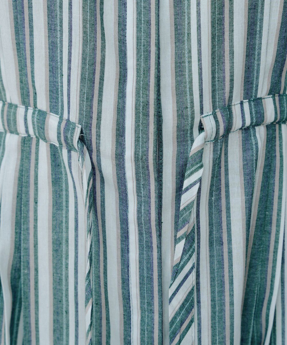 Tiaclasse 【洗える】麻調前開きフレンチワンピース 