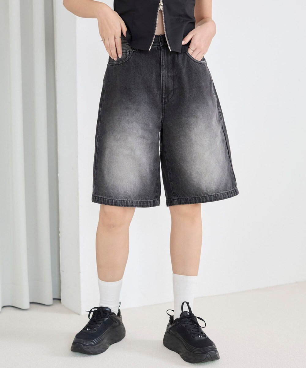 WEGO 【SMサイズ展開】ヴィンテージウォッシュデニムハーフパンツ 
