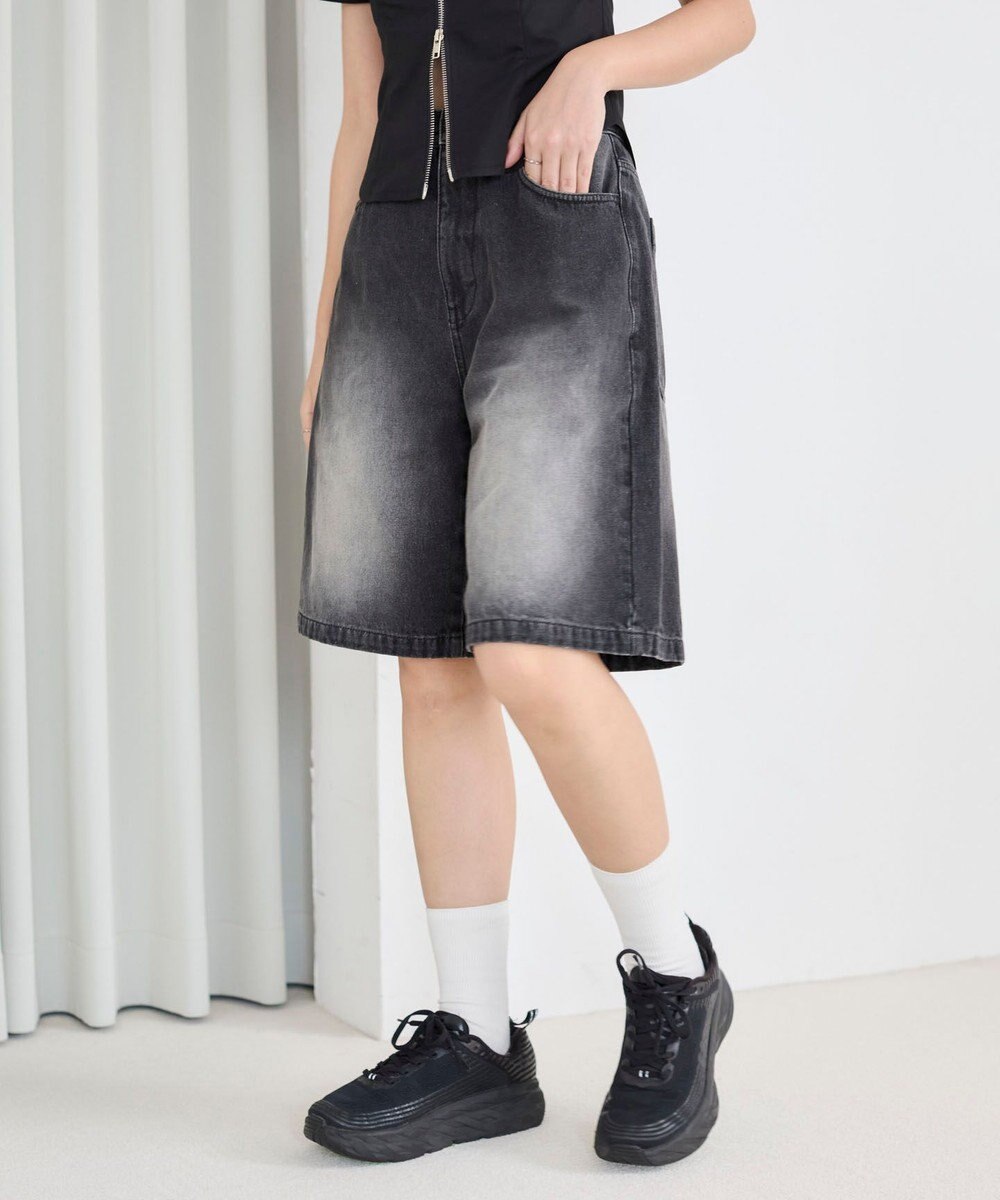 WEGO 【SMサイズ展開】ヴィンテージウォッシュデニムハーフパンツ 