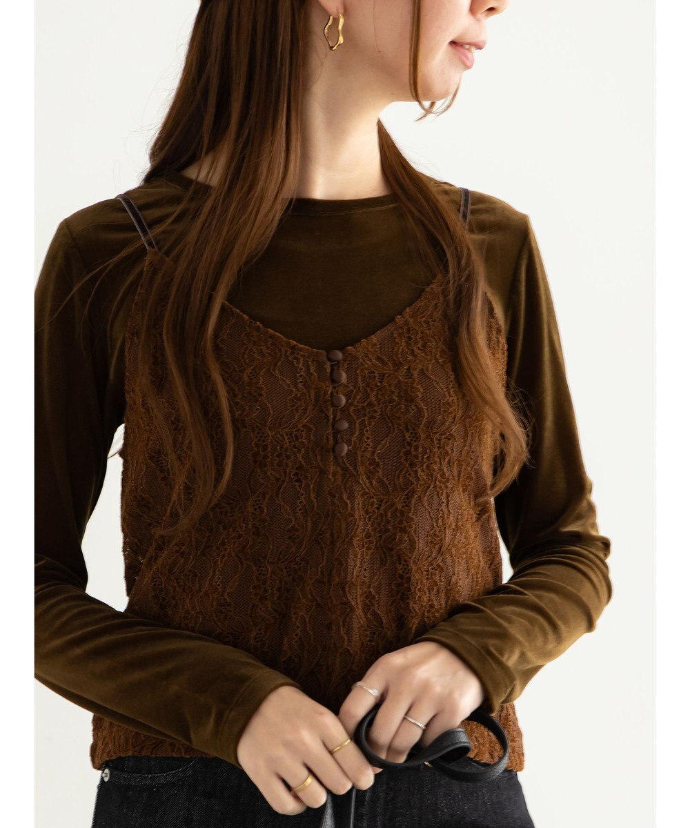 Te chichi 起毛レース前後2WAYキャミブラウス 