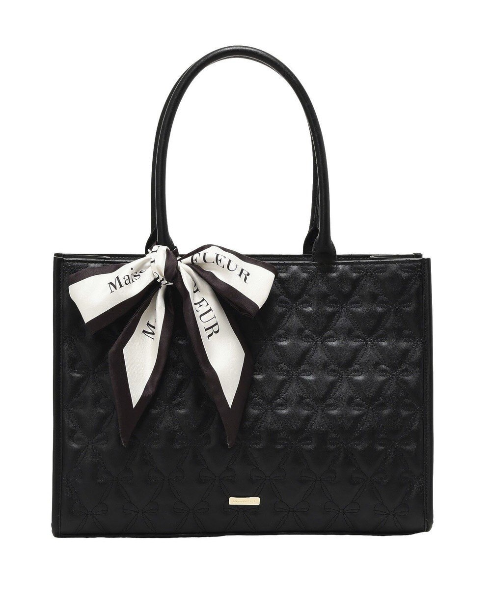 Maison de FLEUR スカーフ付き2ルームリボンキルティングトート 