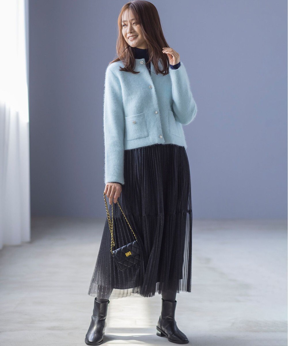 組曲 ラメチュールプリーツ スカート 