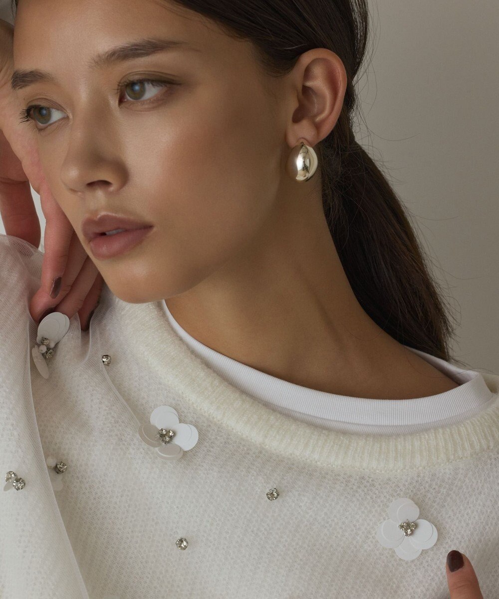 GRACE CONTINENTAL チュール刺繍ニットトップ 