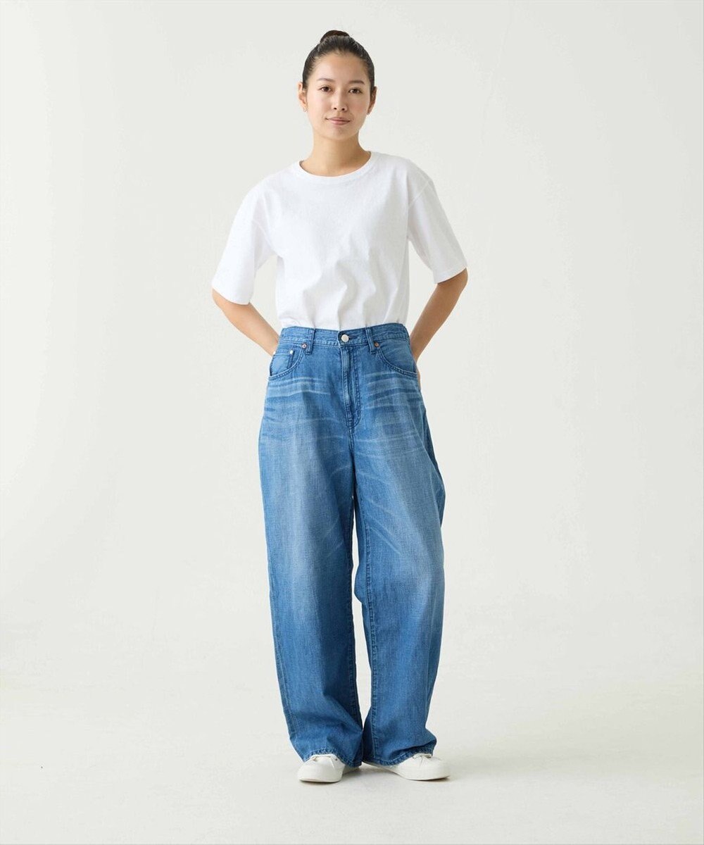 caqu FS linen wide boy`s コットンリネンワイドストレートデニム 