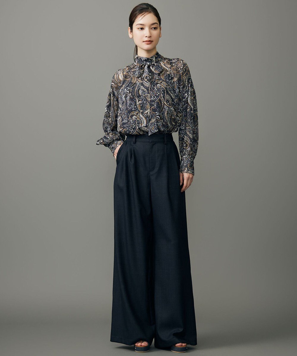 自由区 ペイズリープリントボウタイ ブラウス 