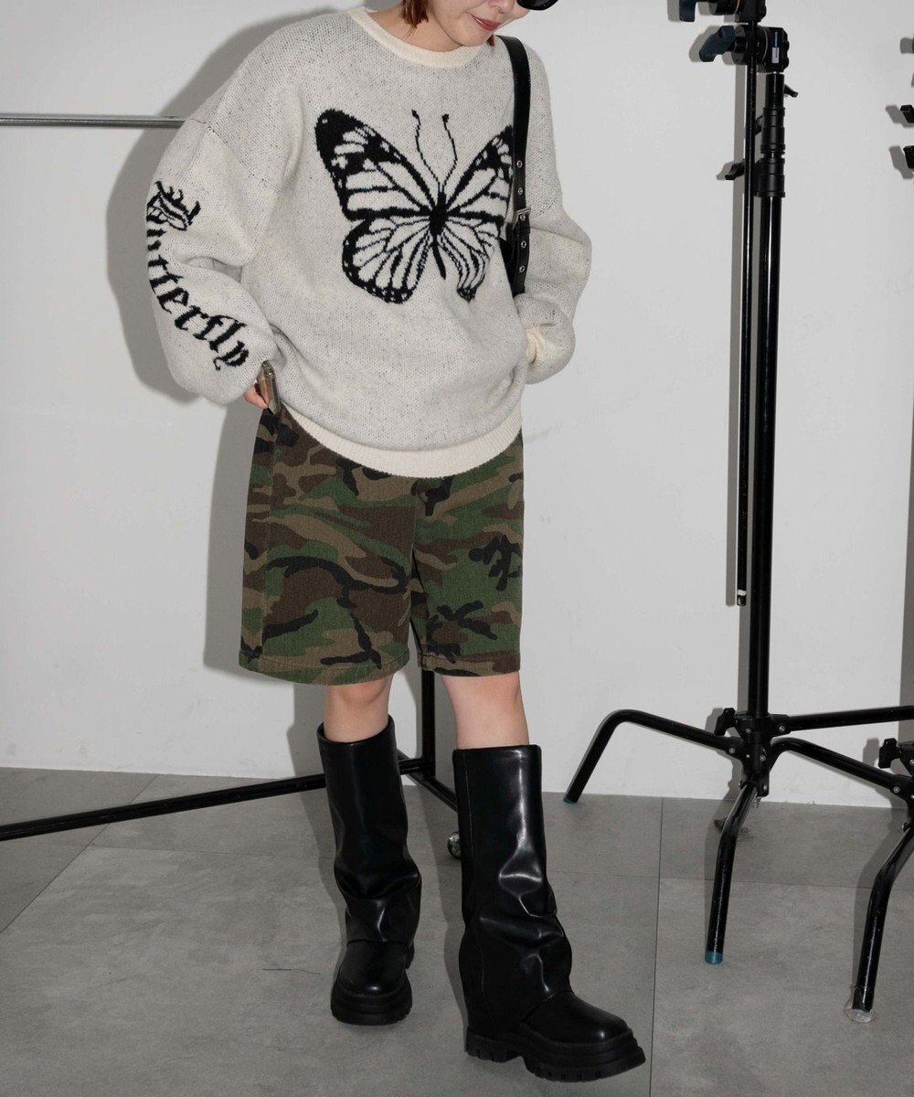 WEGO モチーフグラフィックフラッフィーニットプルオーバー 