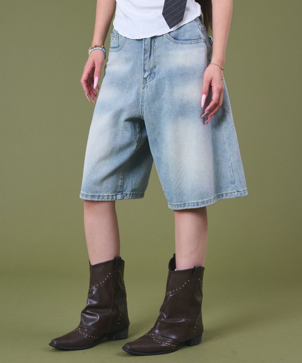 WEGO バックフラップポケットデニムハーフパンツ 