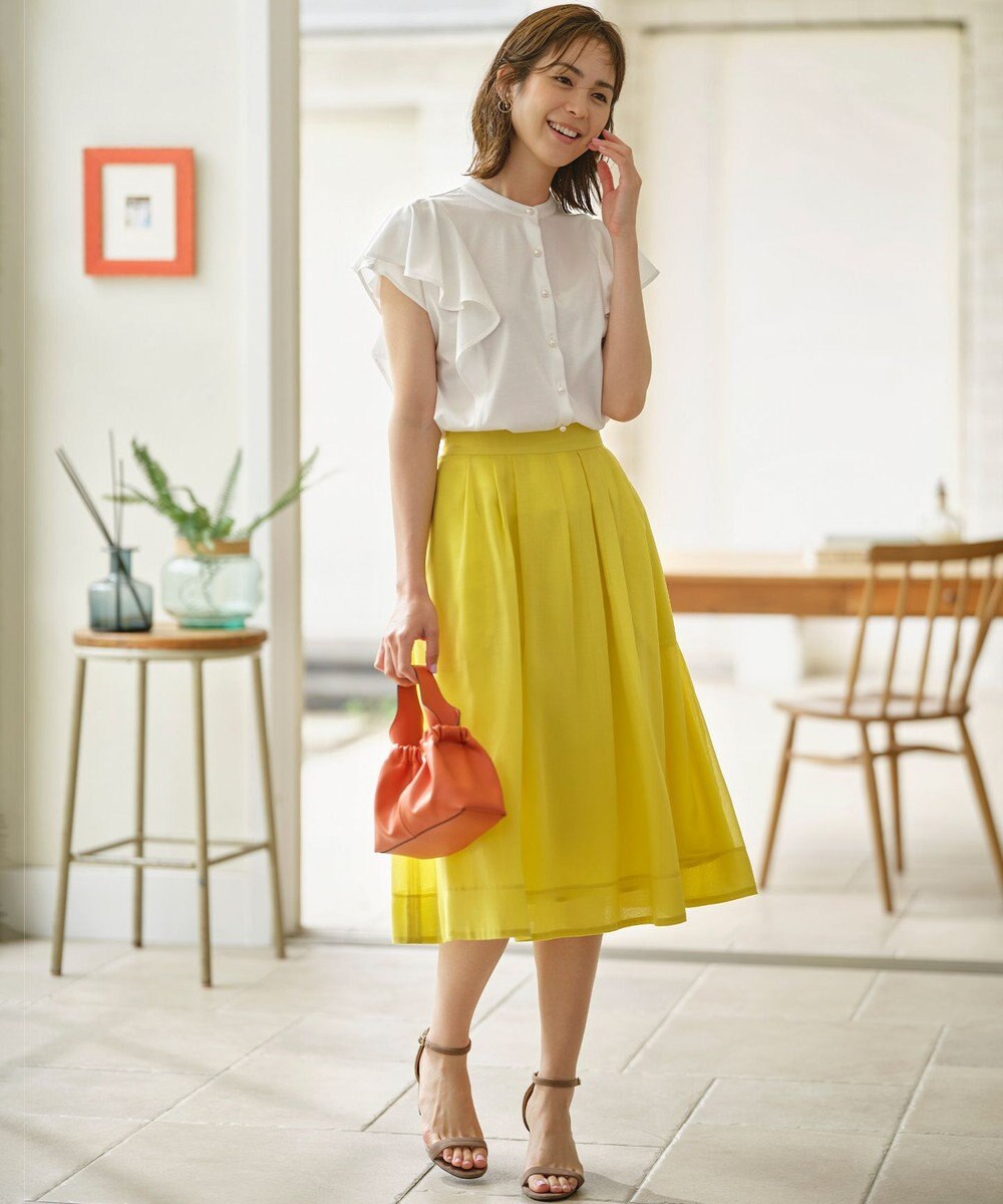 組曲 L 【洗える・シワになりにくい】カラーボイル シアーフレアスカート 