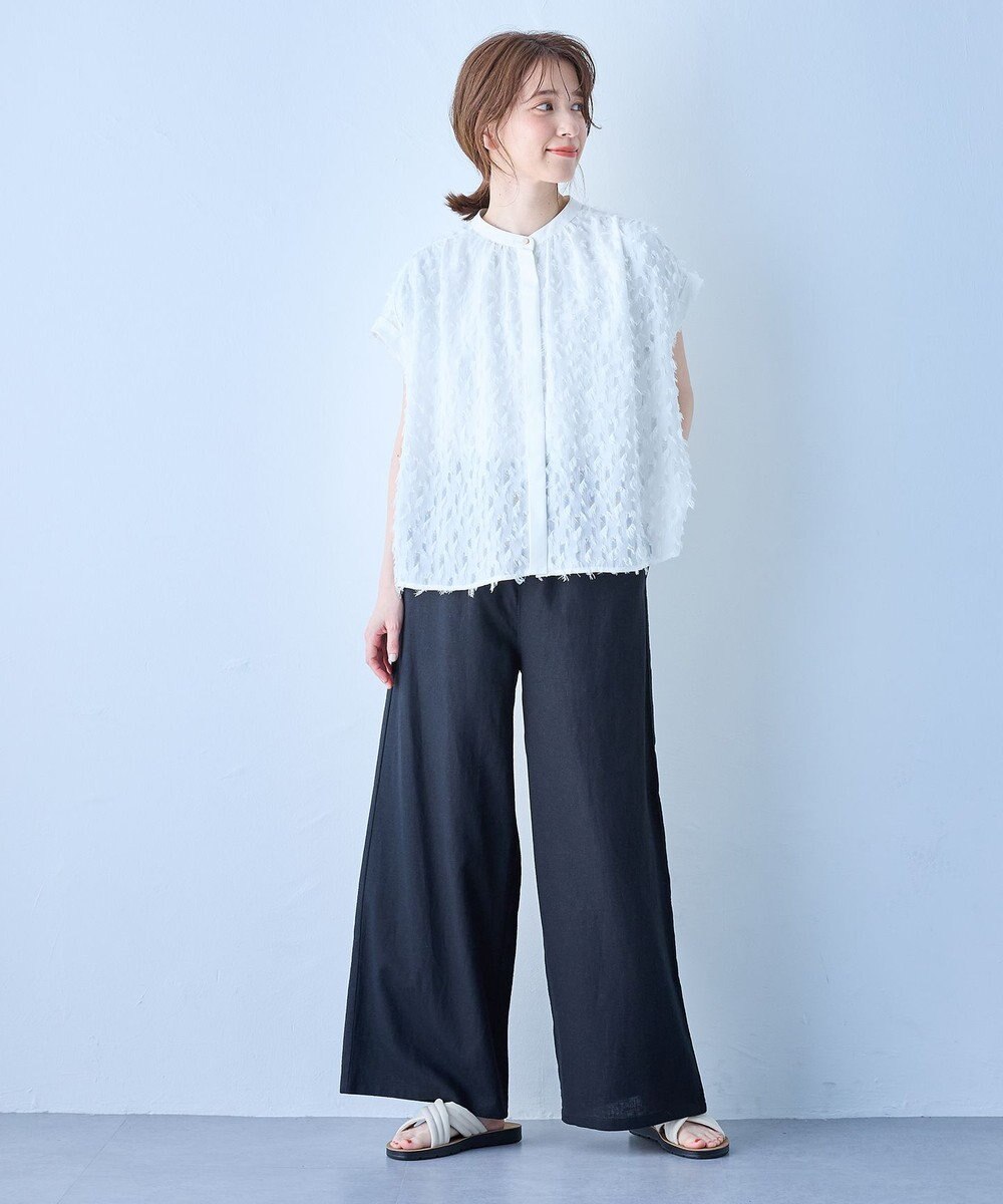 ANY 【洗濯機可】フェザーカットジャガードブラウス 