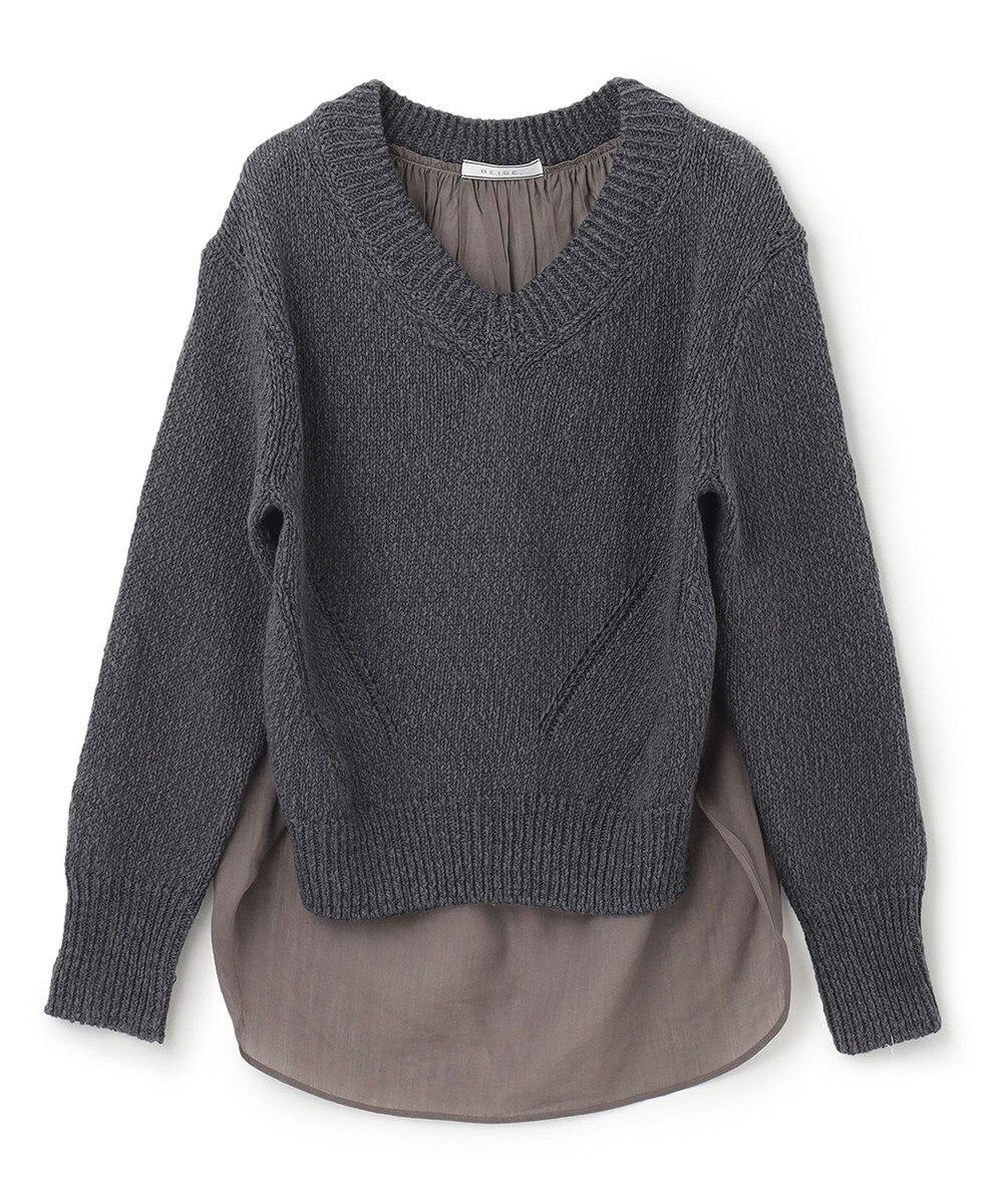 BEIGE， BAMBOO / Vネックニット 