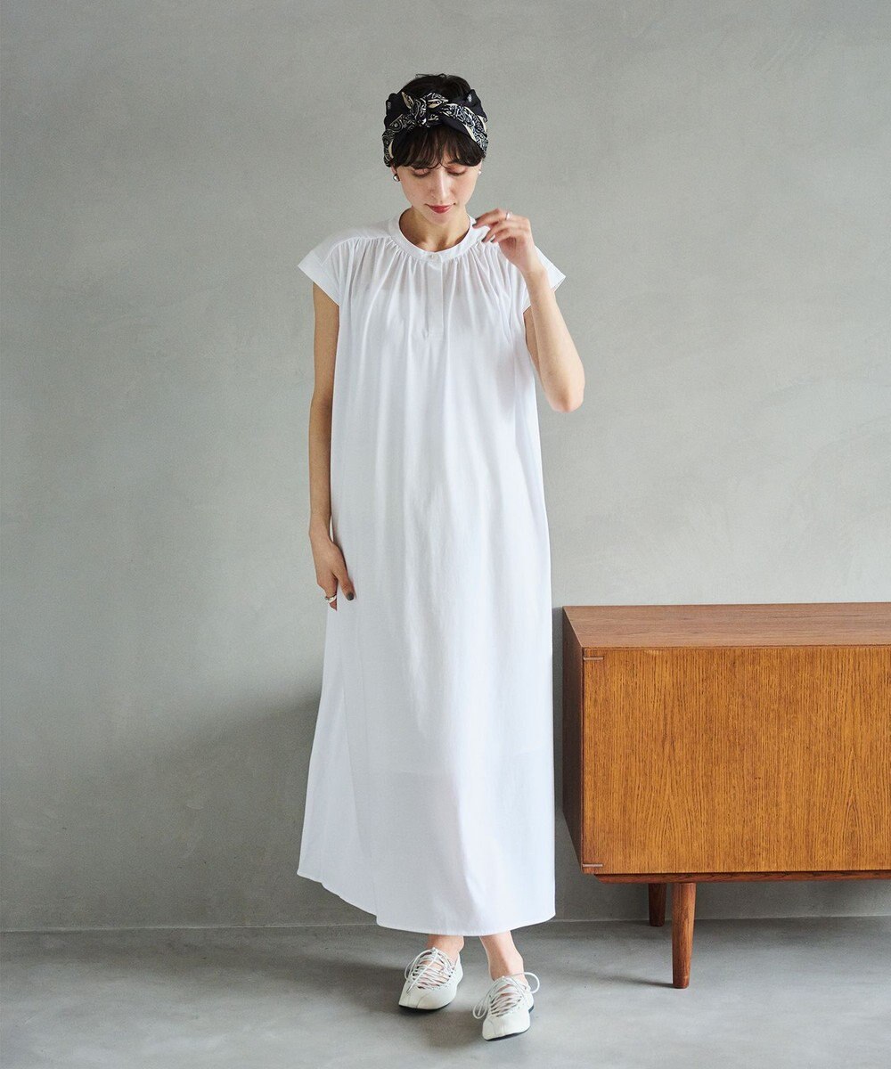 #Newans 【乾燥機可能/接触冷感】ヨークギャザーロングワンピース 