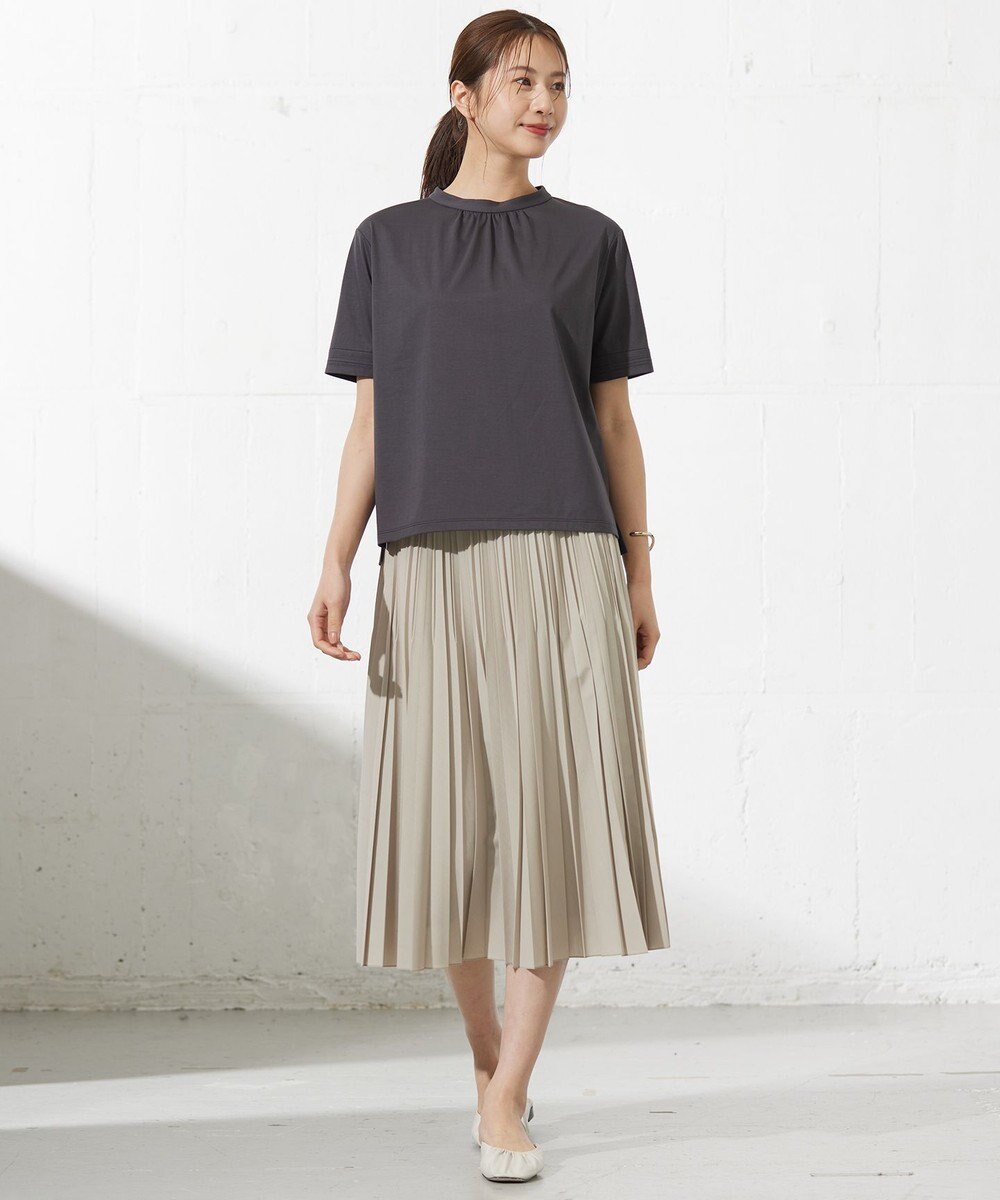 J.PRESS LADIES L 【接触冷感】プレーティングジャージー モックネック カットソー 