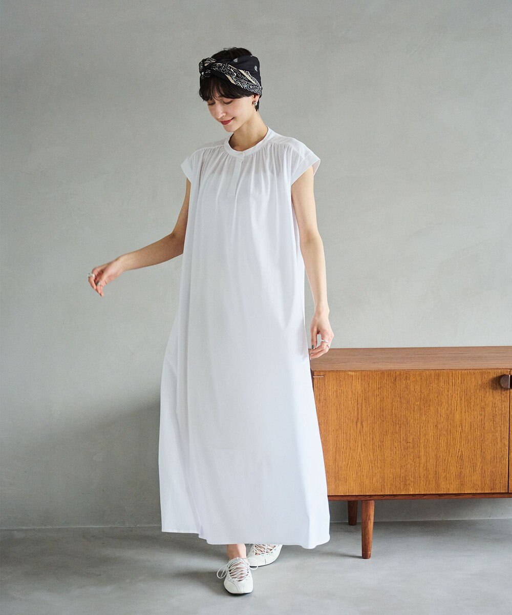 #Newans 【乾燥機可能/接触冷感】ヨークギャザーロングワンピース 