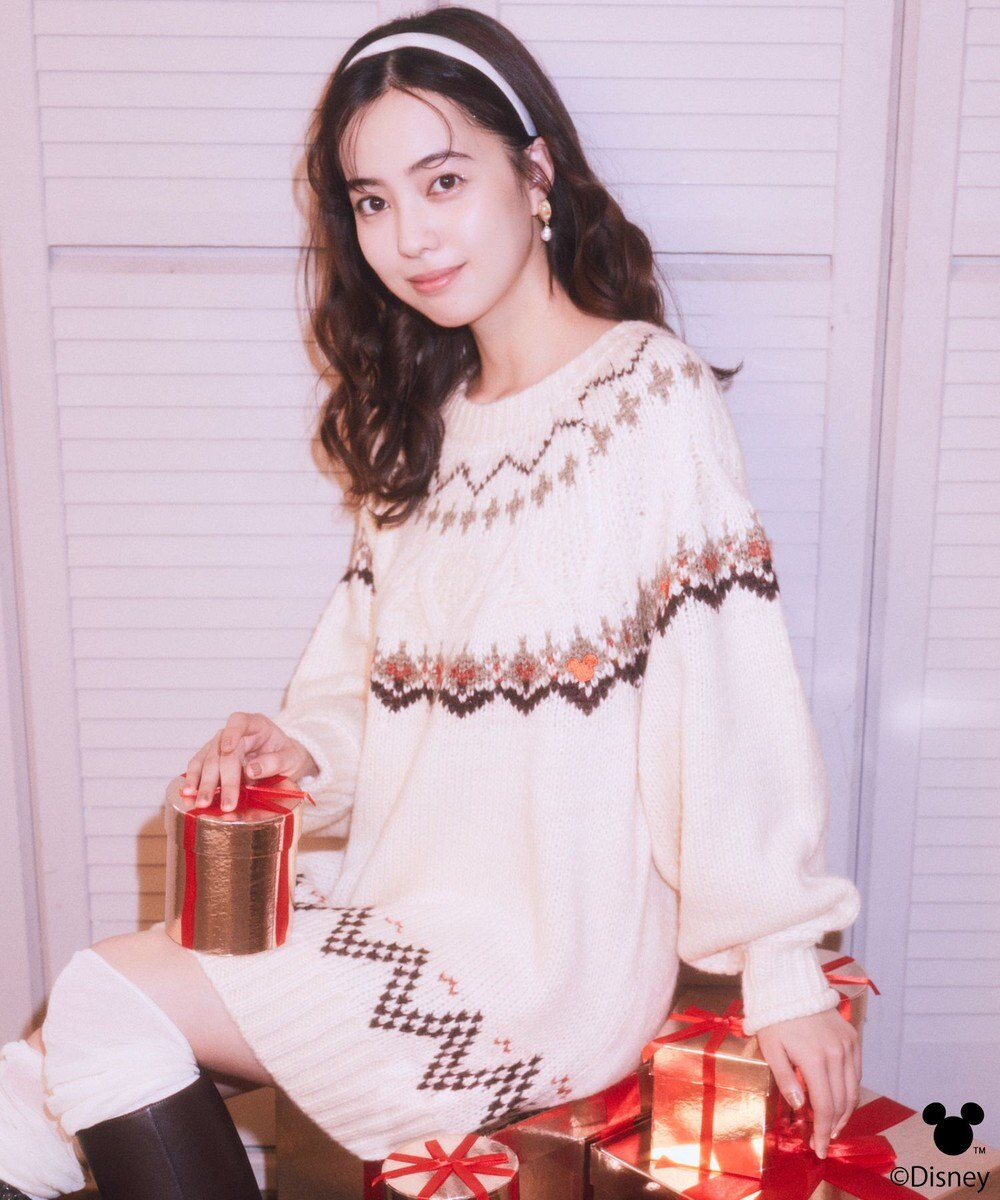 earth music&ecology 【予約】Disney/ミッキー刺繍ノルディックニットチュニック 