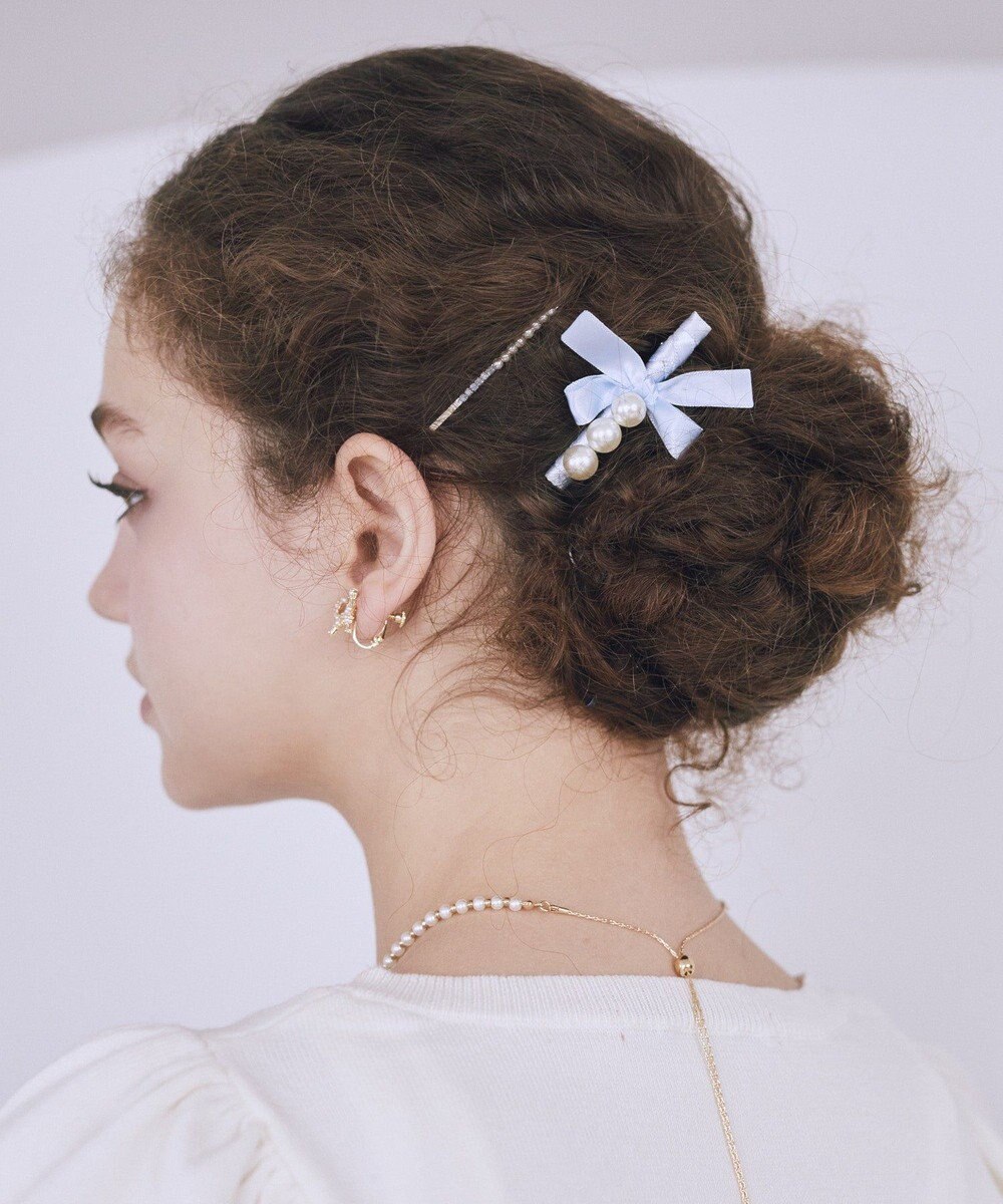 Maison de FLEUR パールサテンリボン２セットピン 