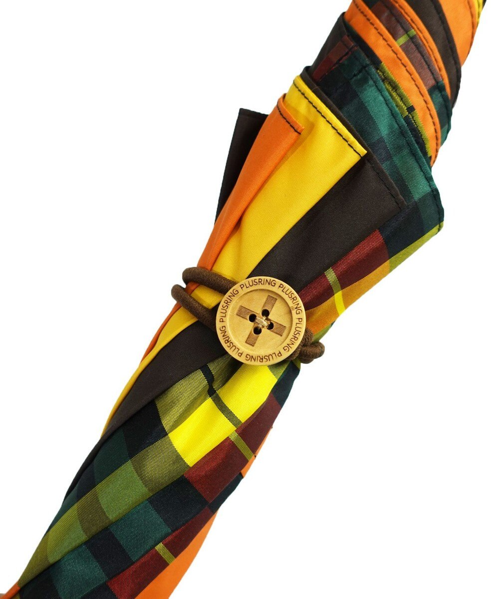 +RING 【UPF50＋】【限定/日本製】晴雨兼用傘（長ショート）YEL-CHK SR430 