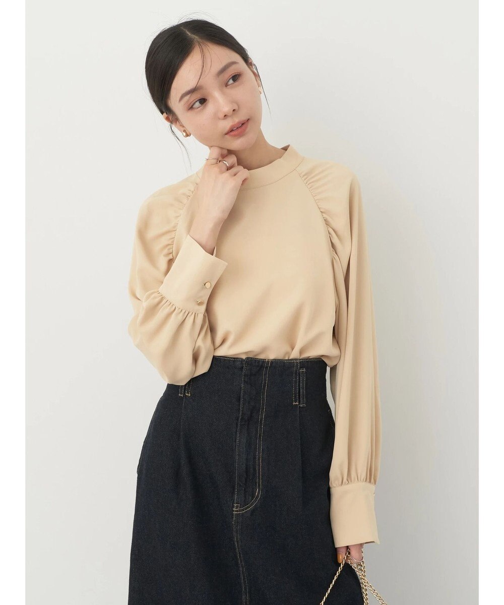 earth music&ecology ラグランギャザースリーブブラウス 