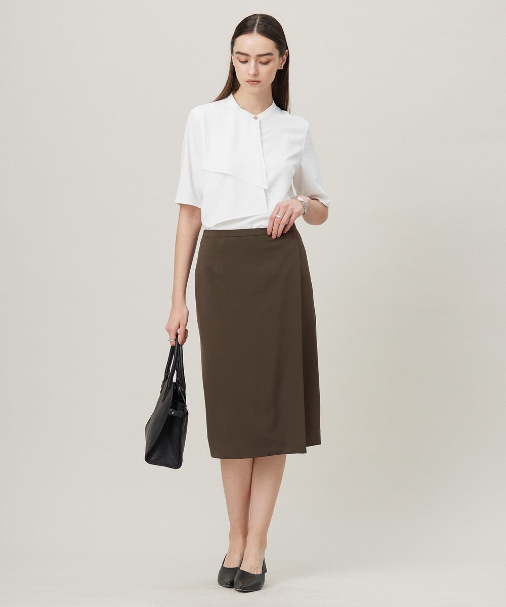 ICB 【洗える】ストレッチジョーゼット ラッフルデザインブラウス 