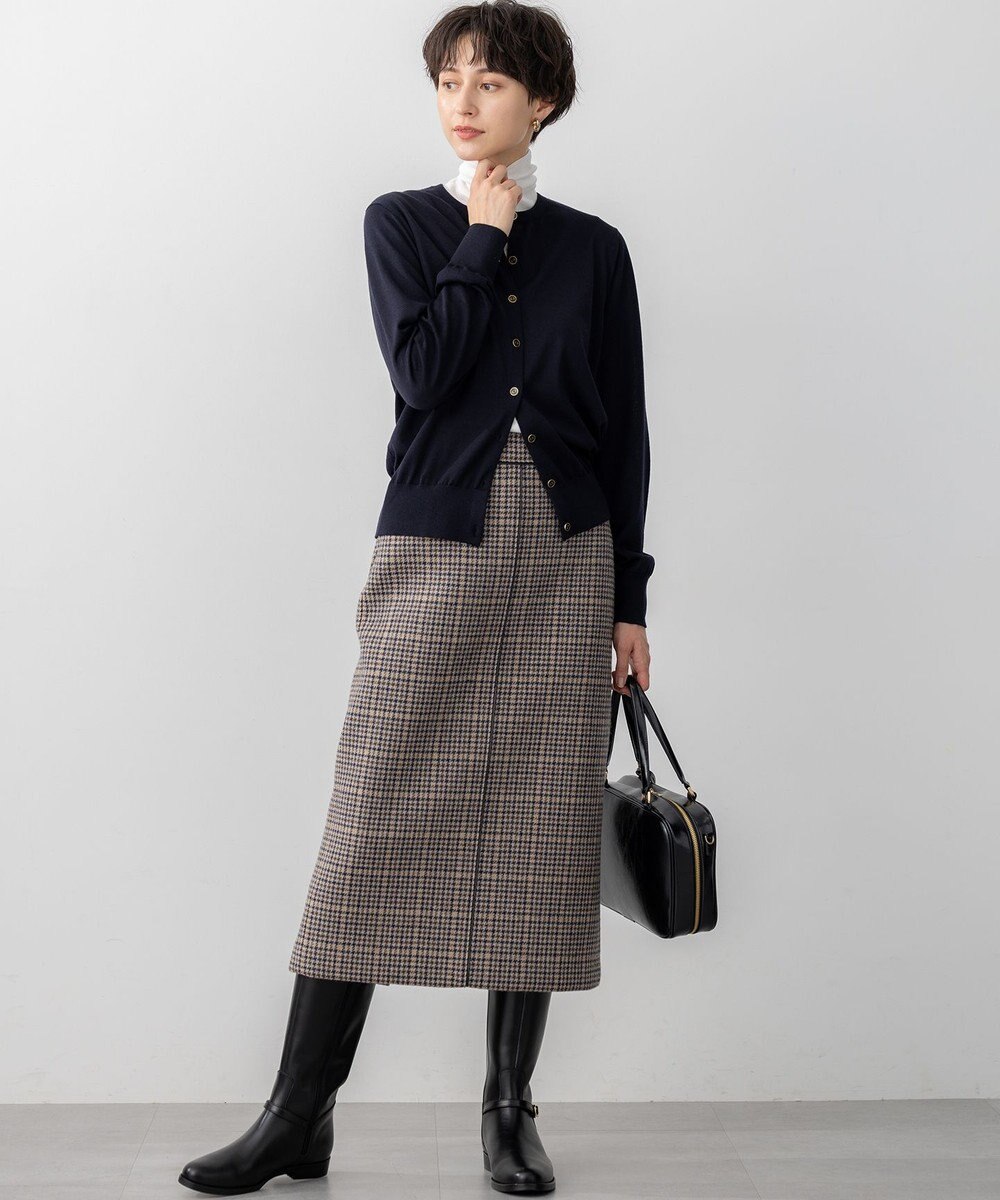 23区 【見上愛さん着用】ボンディングチェックツイード Iライン スカート 