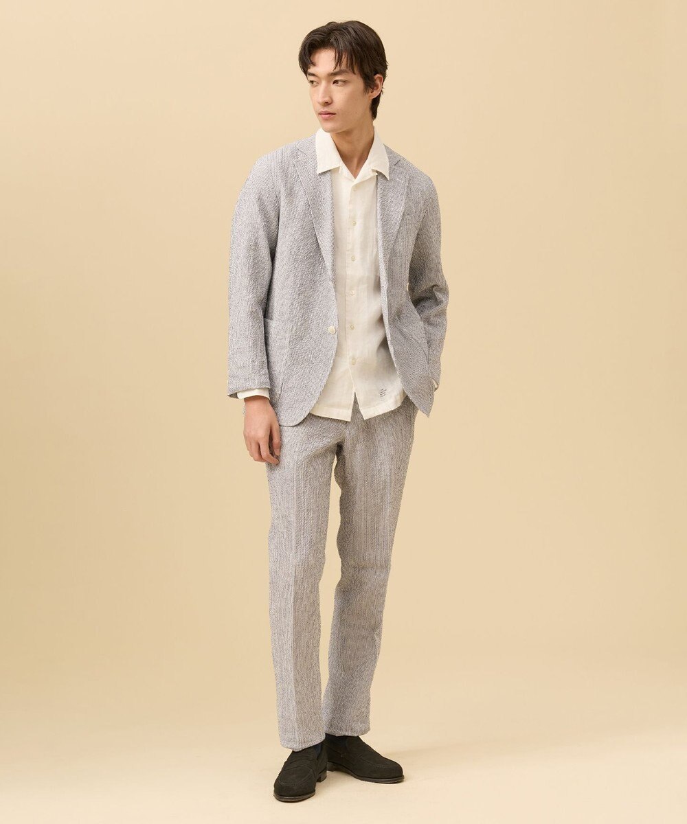 J.PRESS MEN ストレッチリネンサッカー パンツ 