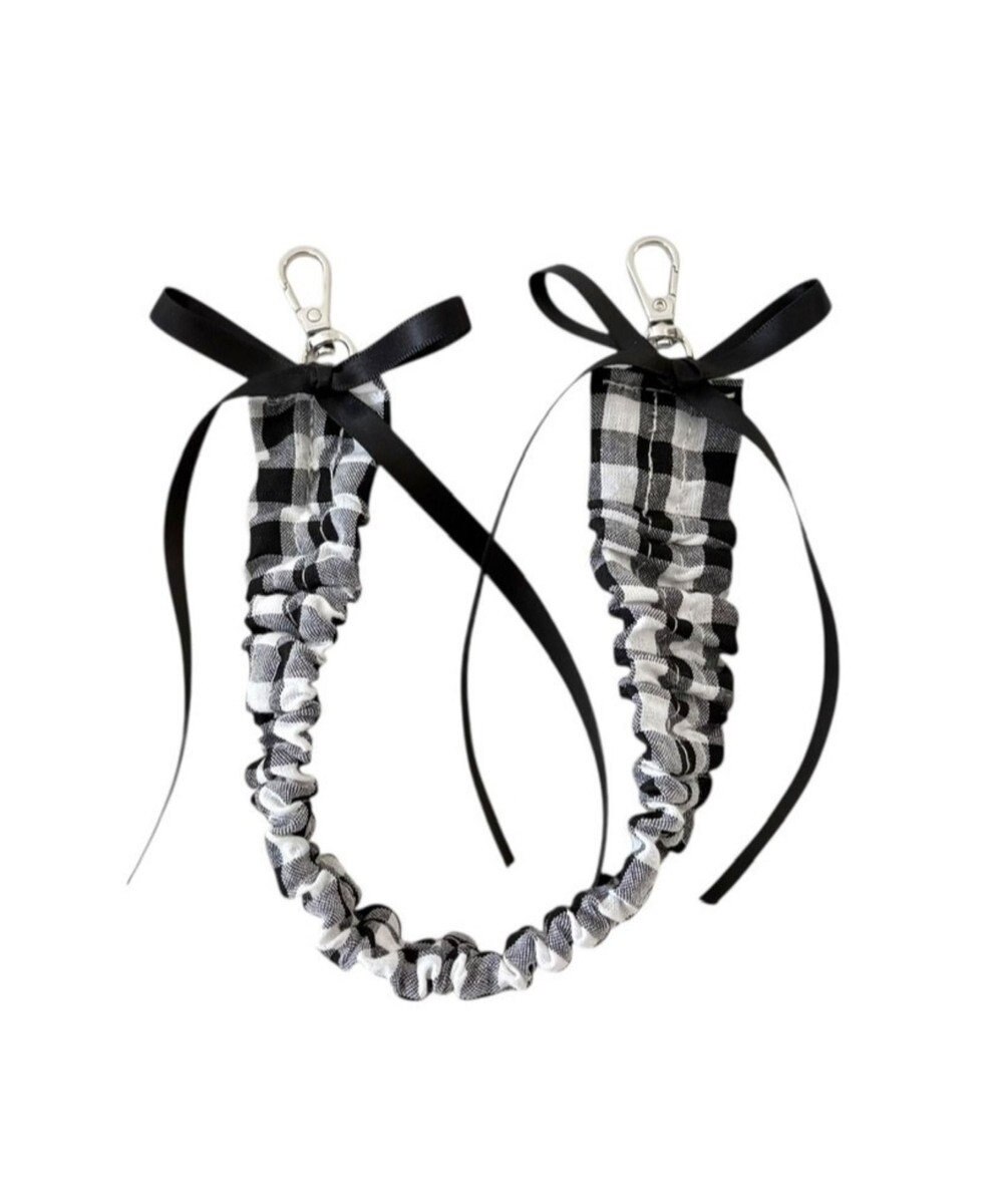 WEGO チェックリボンくしゅくしゅハンドストラップ 