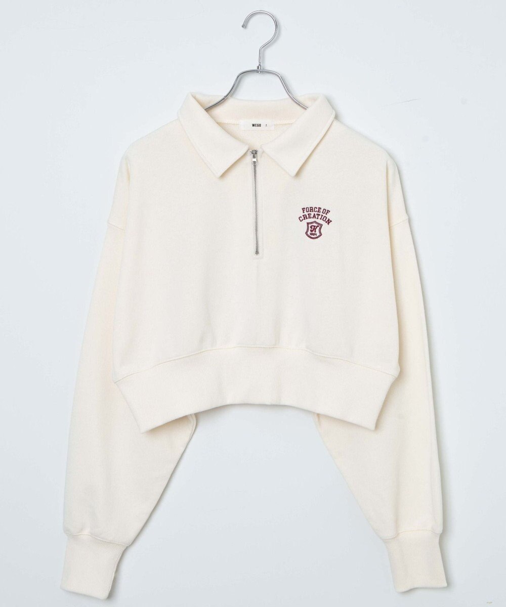 WEGO ハーフZIP襟付きショートスウェット 