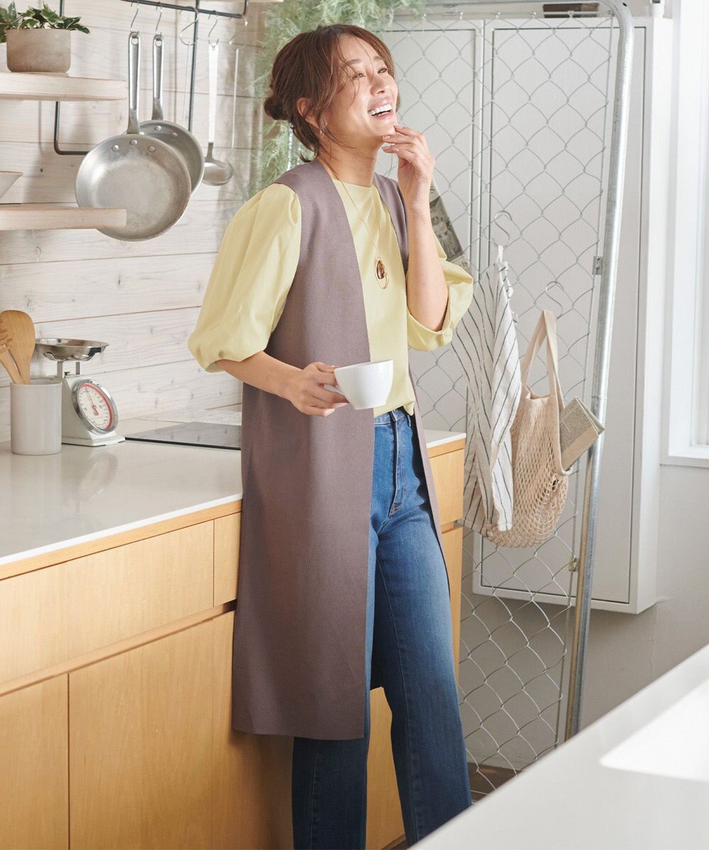 ANY 【WEB限定・接触冷感】シルケットスムース ギャザーパフスリーブトップス 