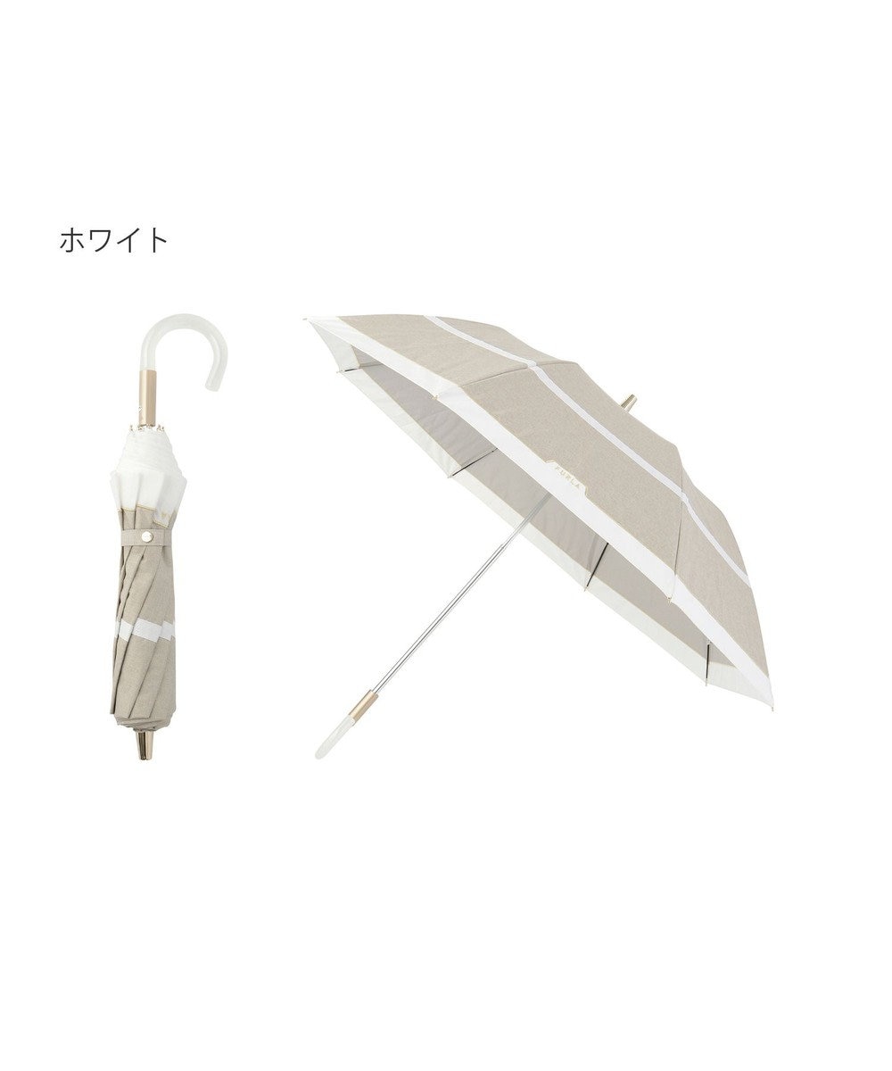 MOONBAT FURLA 晴雨兼用日傘 折りたたみ傘 シャンブレー切継 ／遮光 遮熱 UV ホワイト