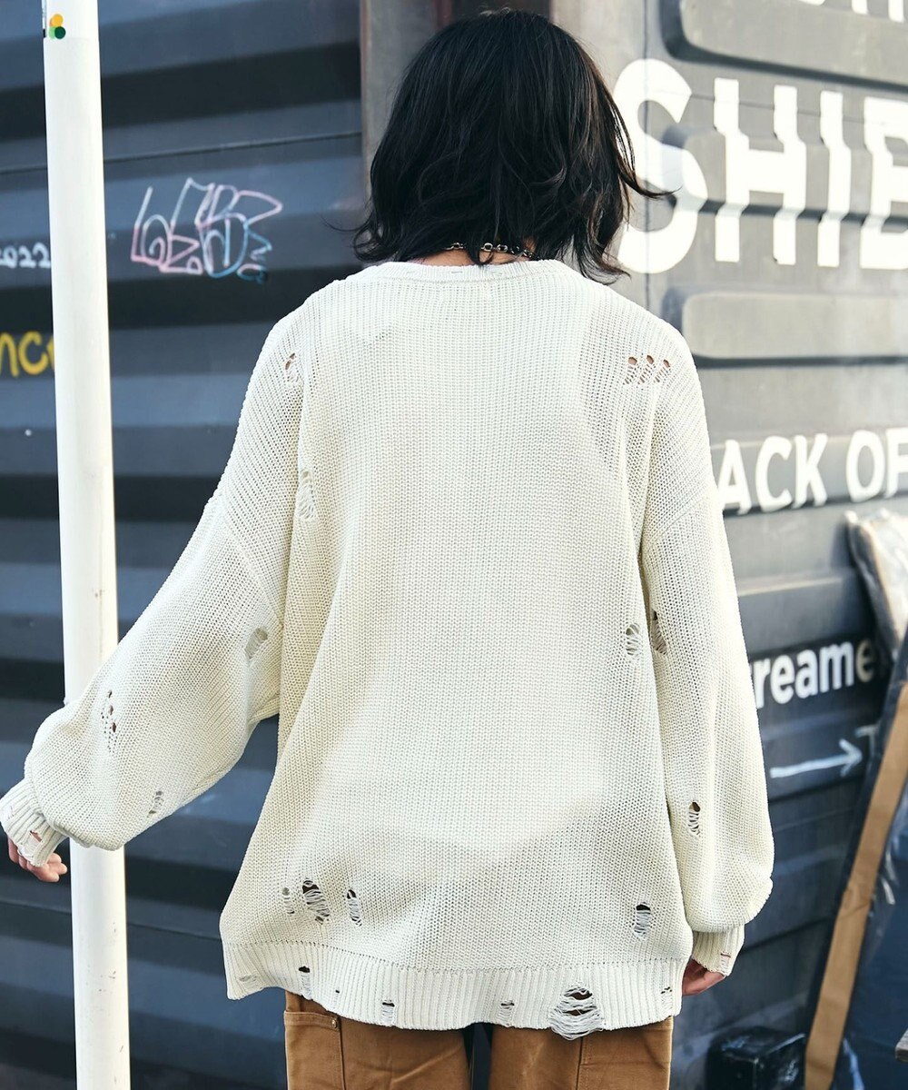 WEGO グラフィックダメージニットプルオーバー 