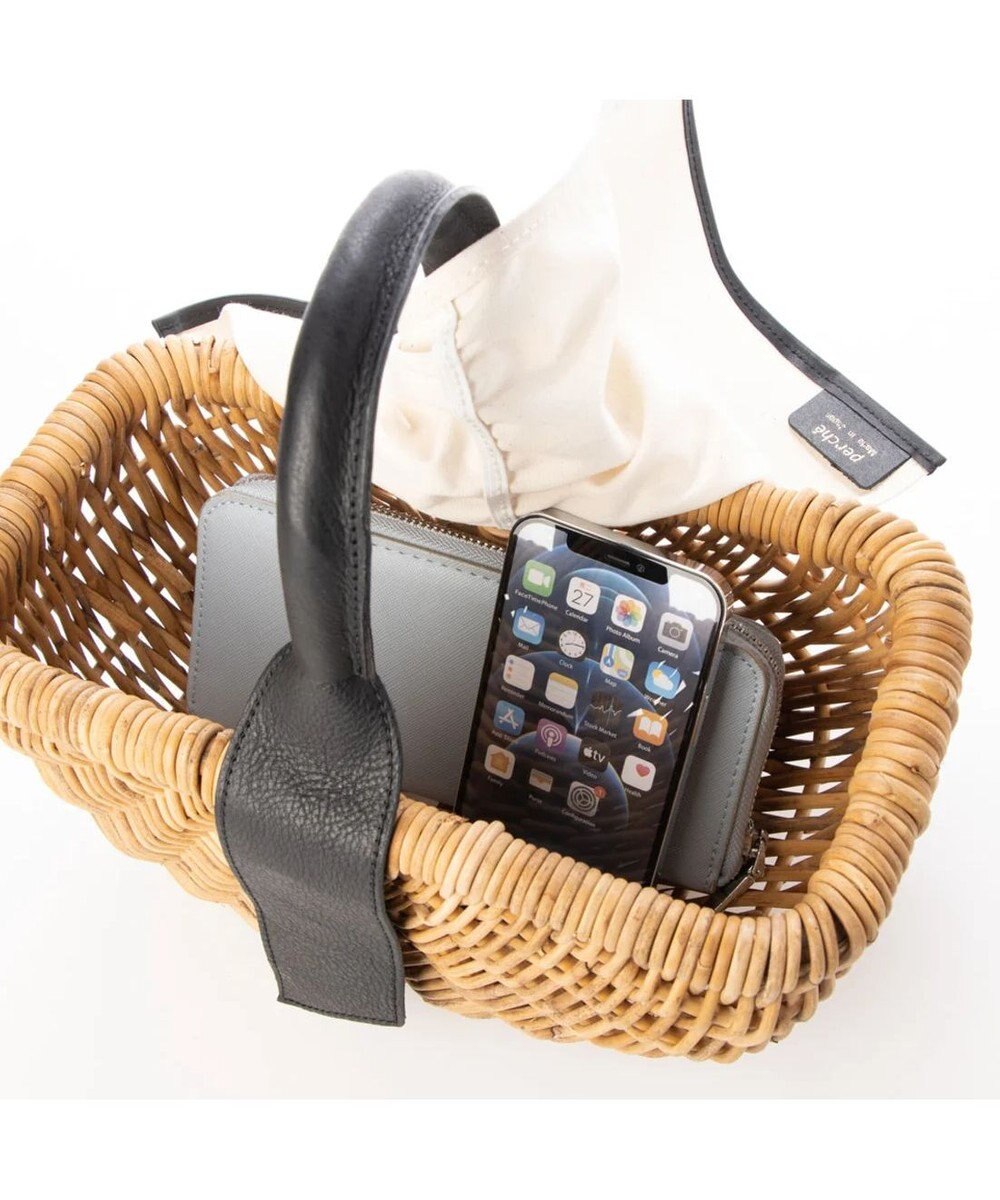 UNBILLION perche アラログ×姫路レザーフラップ付きカゴバッグ 