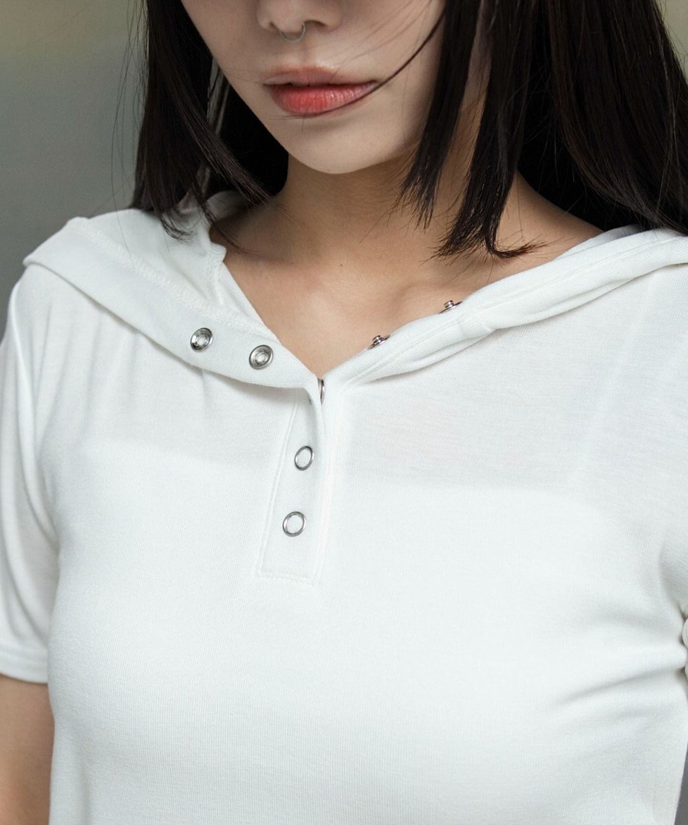 WEGO ヘンリーネックフードT 