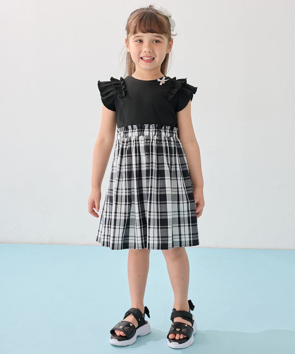 ANY KIDS チェック ドッキングワンピース 