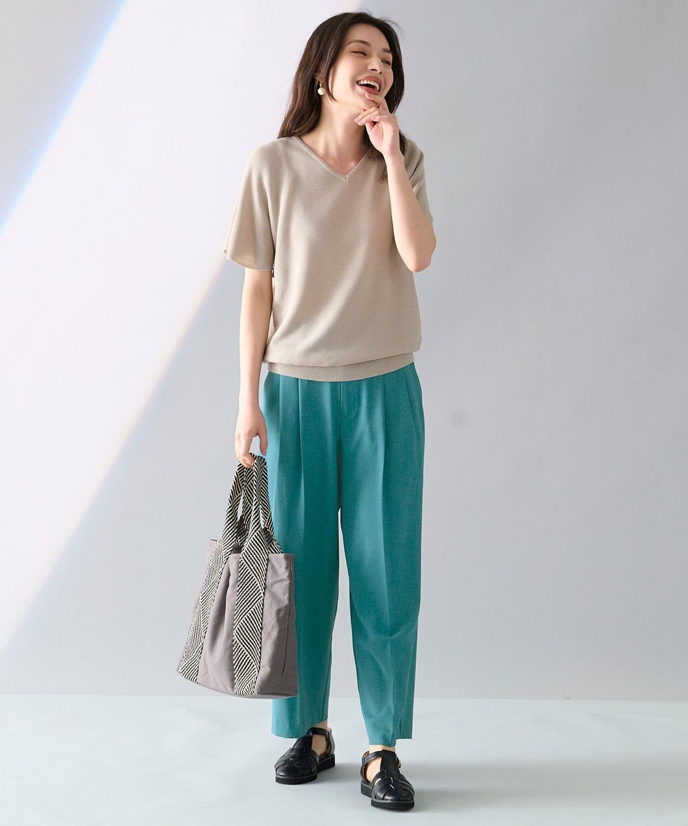 ANY 【洗濯機可能/ウエストゴム】美脚２タック ワイドパンツ 