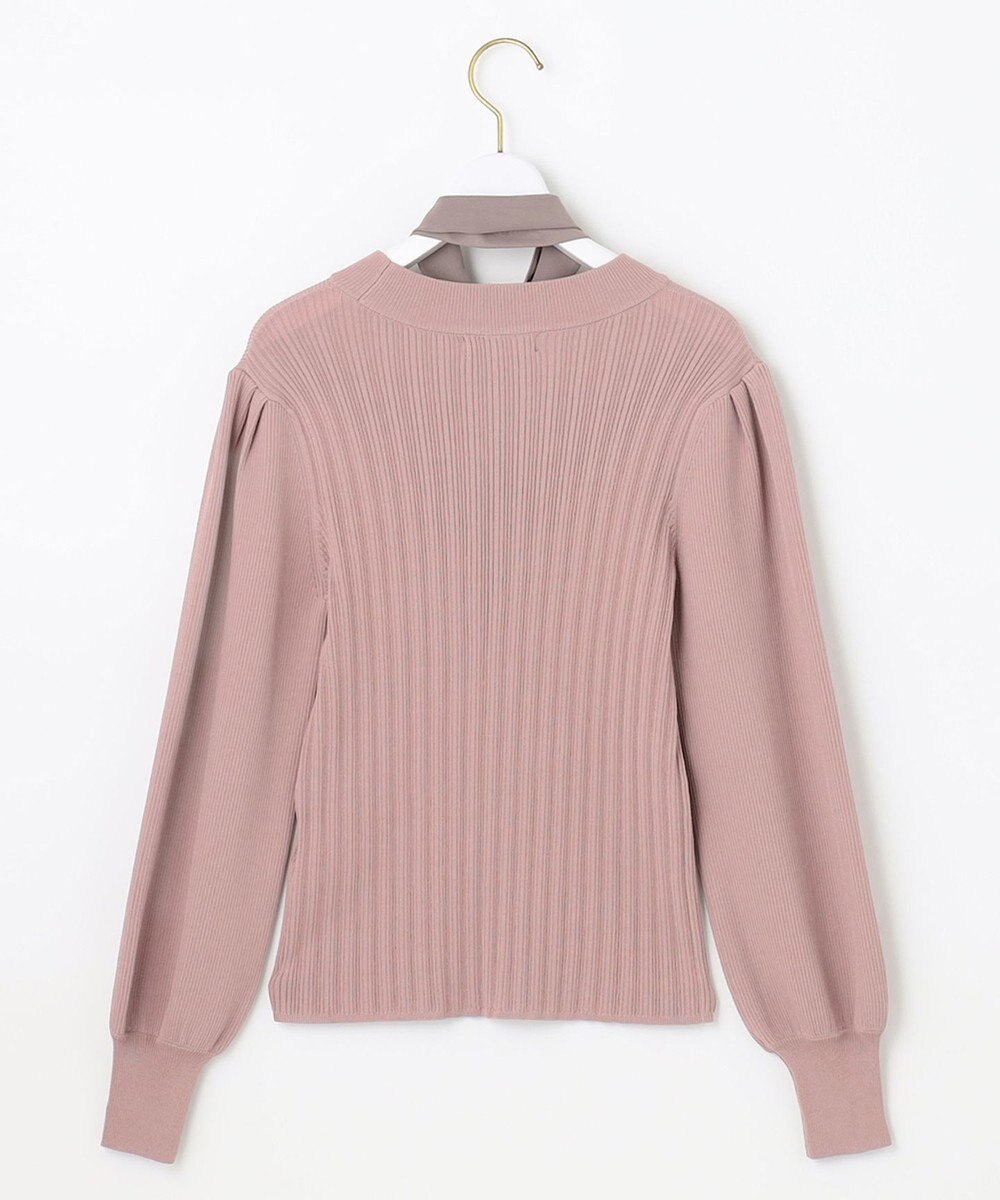 ANY SIS 【2WAY】リボン付き パフスリーブリブ ニット 