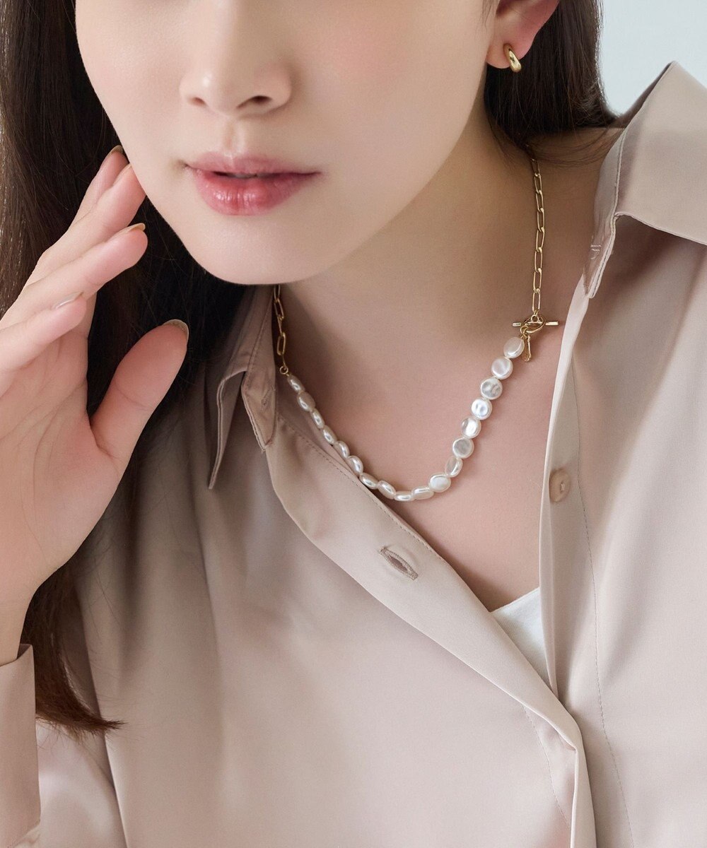 Phoebe メタリックパールチョーカーネックレス/41cm 