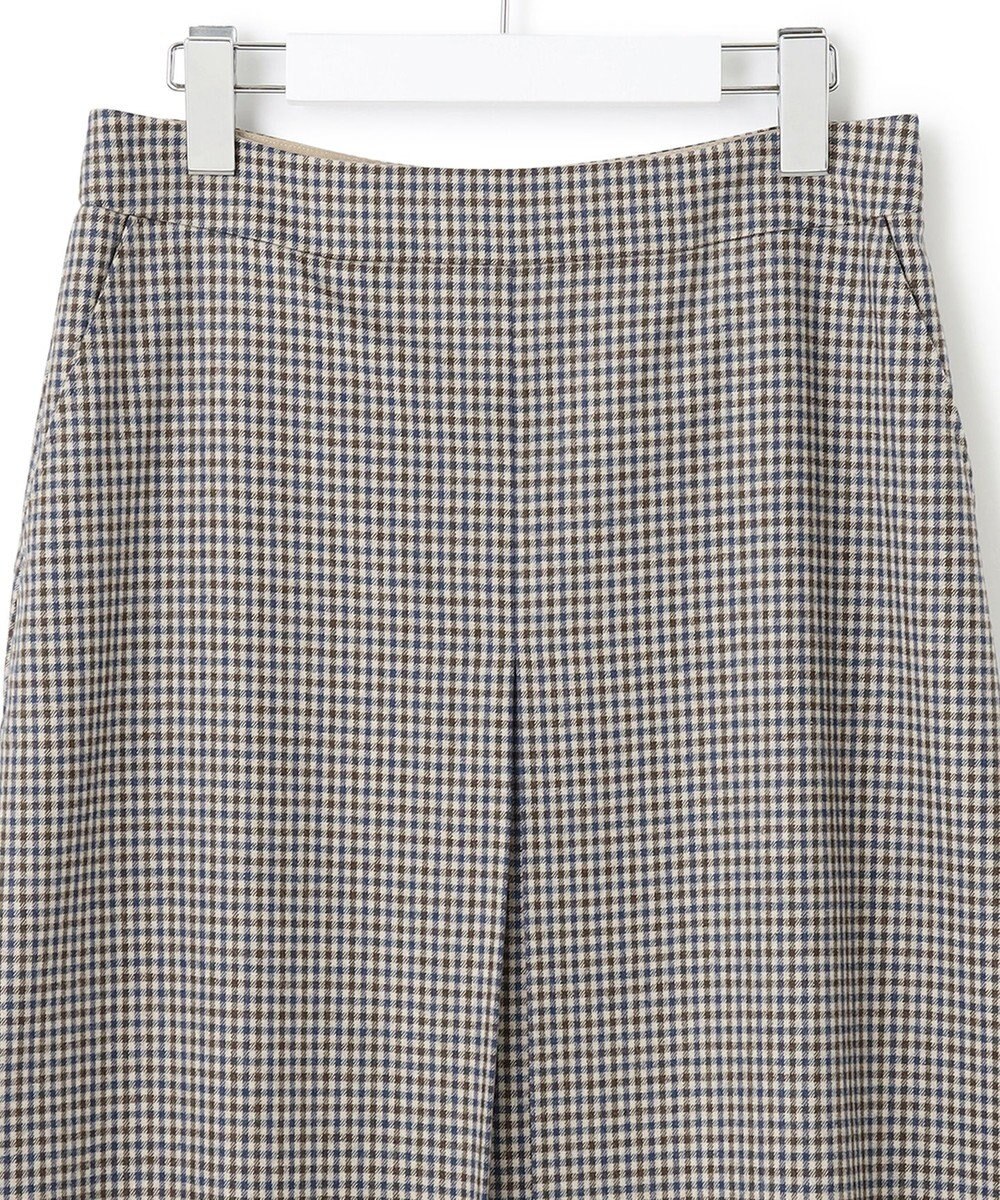 23区 ウールミルドストレッチ チェック フロントタックAラインスカート 