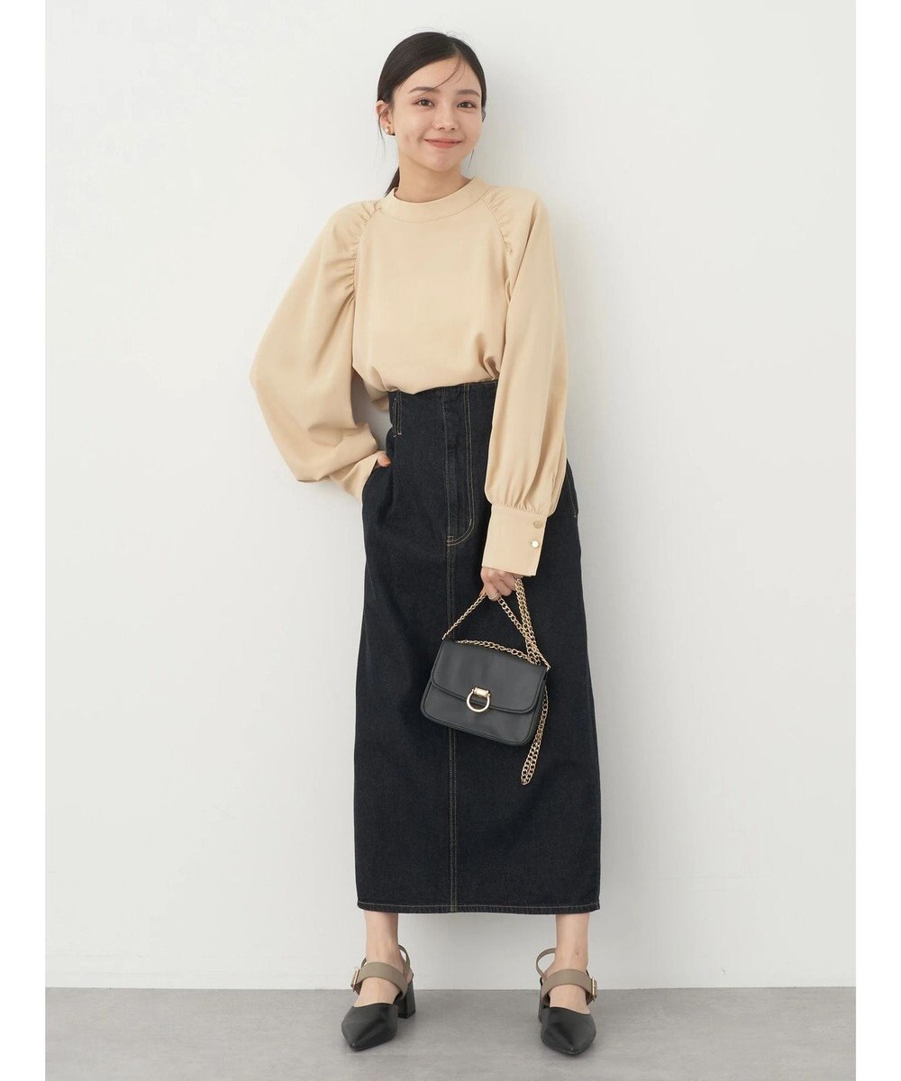 earth music&ecology ラグランギャザースリーブブラウス 