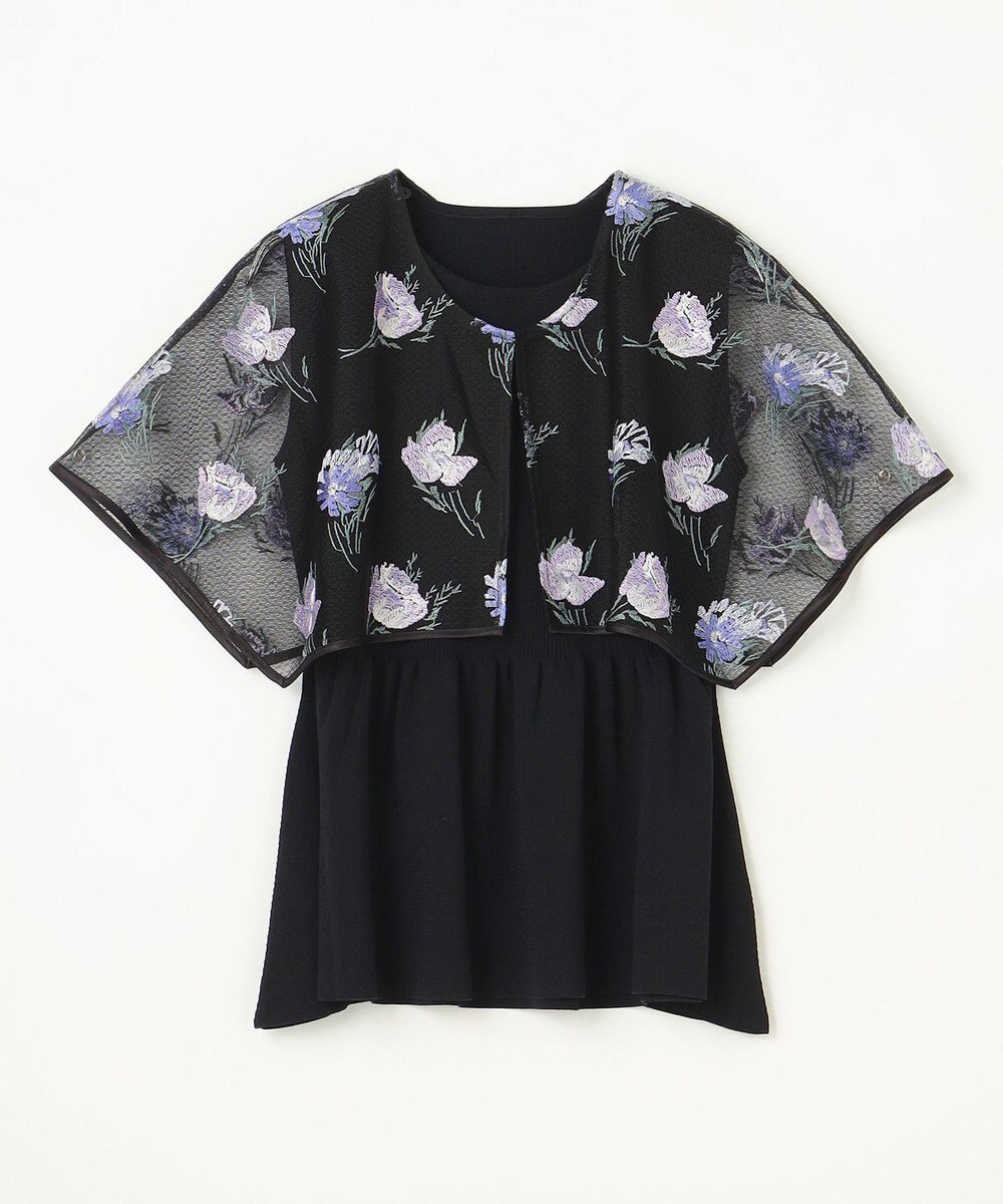 GRACE CONTINENTAL 刺繍ケープニットトップ 