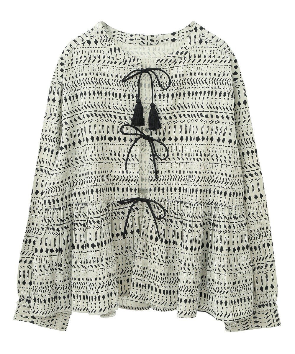 CRAFT STANDARD BOUTIQUE フリンジ紐付ペプラムブラウス 
