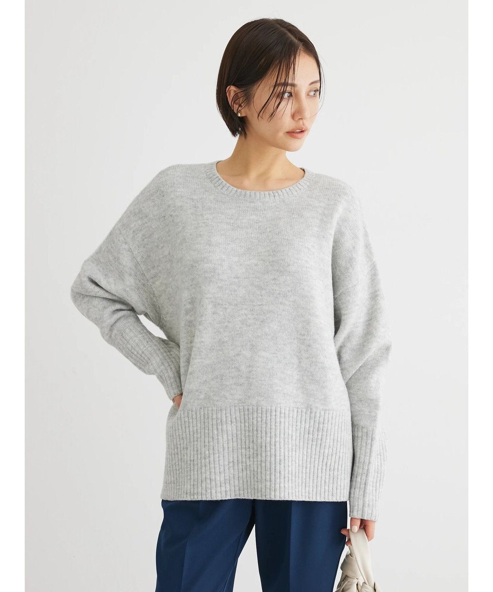 Green Parks ｆｕｗａっとメランジ袖リブ長めニットプルオーバー 