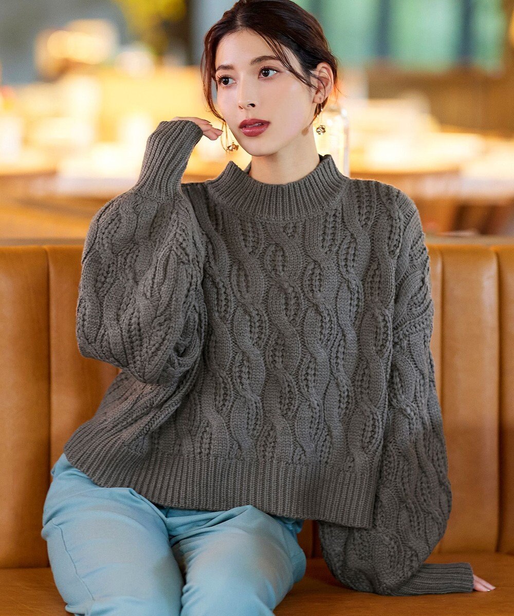 Tiaclasse 【洗える】ケーブルニットプルオーバー 