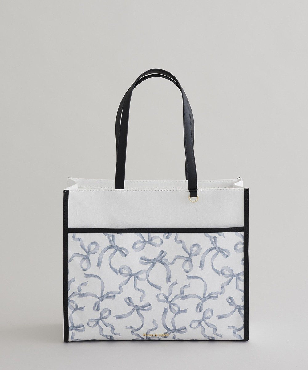 Maison de FLEUR リボンプリントスクエアトートバッグ 