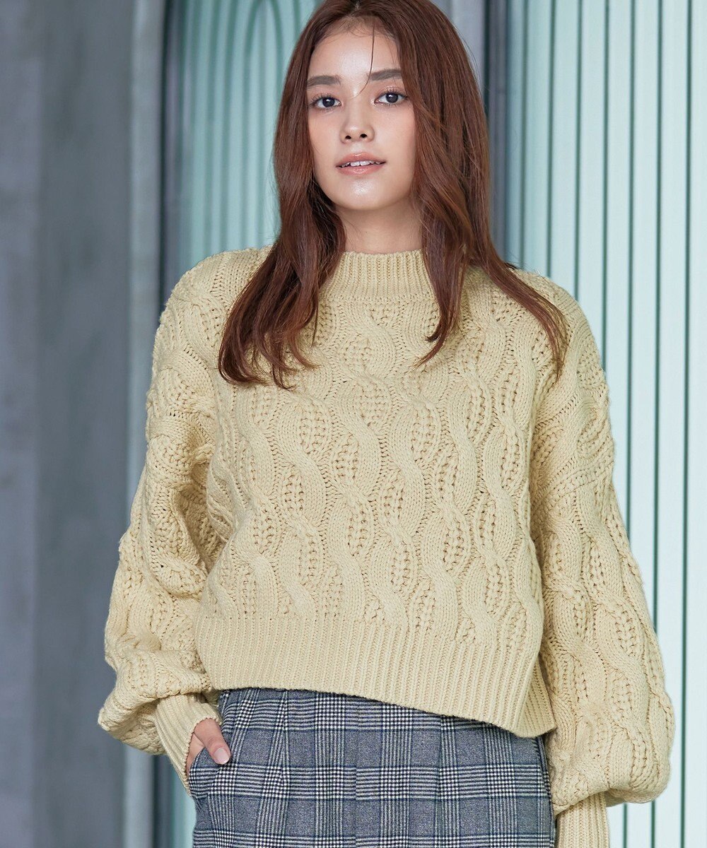 Tiaclasse 【洗える】ケーブルニットプルオーバー 