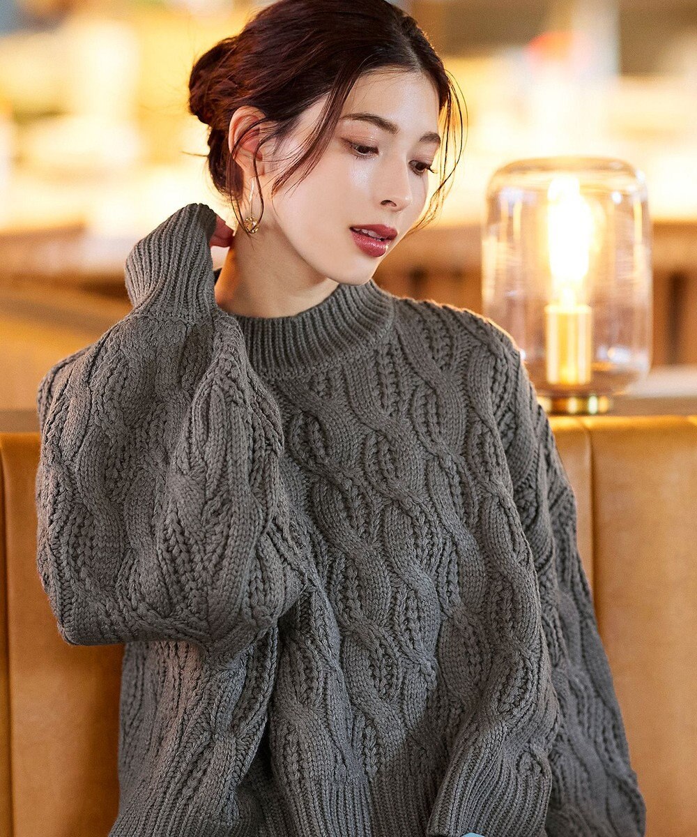 Tiaclasse 【洗える】ケーブルニットプルオーバー 