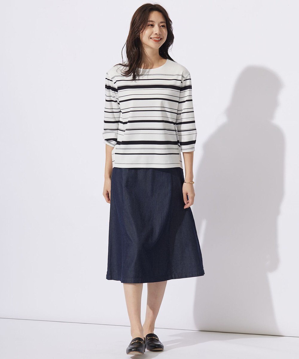 J.PRESS LADIES 【洗える】ポンチボーダー カットソー 