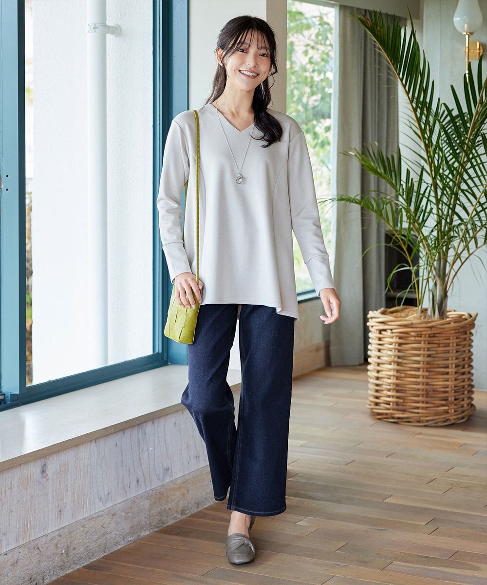 Tiaclasse 【安田美沙子さん/小倉優子さん着用】【洗える】ストレッチワイドデニム 