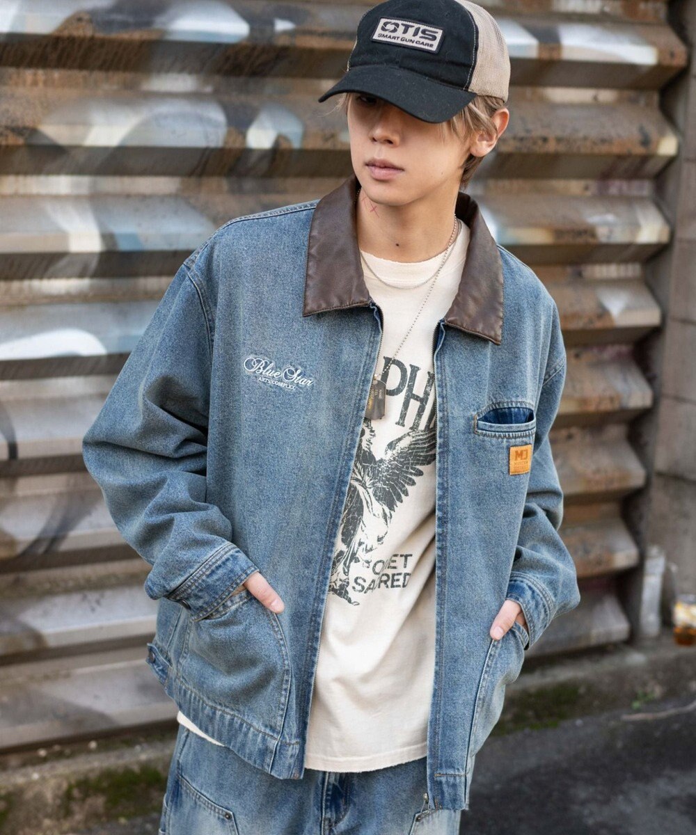 WEGO 【ユニセックス着用ITEM/MLサイズ展開】ワーカーズZIPデニムジャケット 