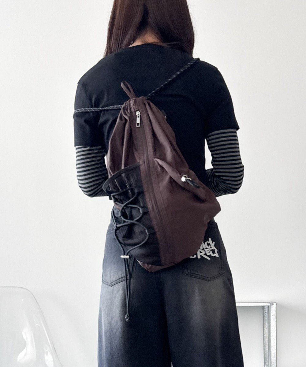 WEGO 【ユニセックス着用ITEM】センターzipナップサック 