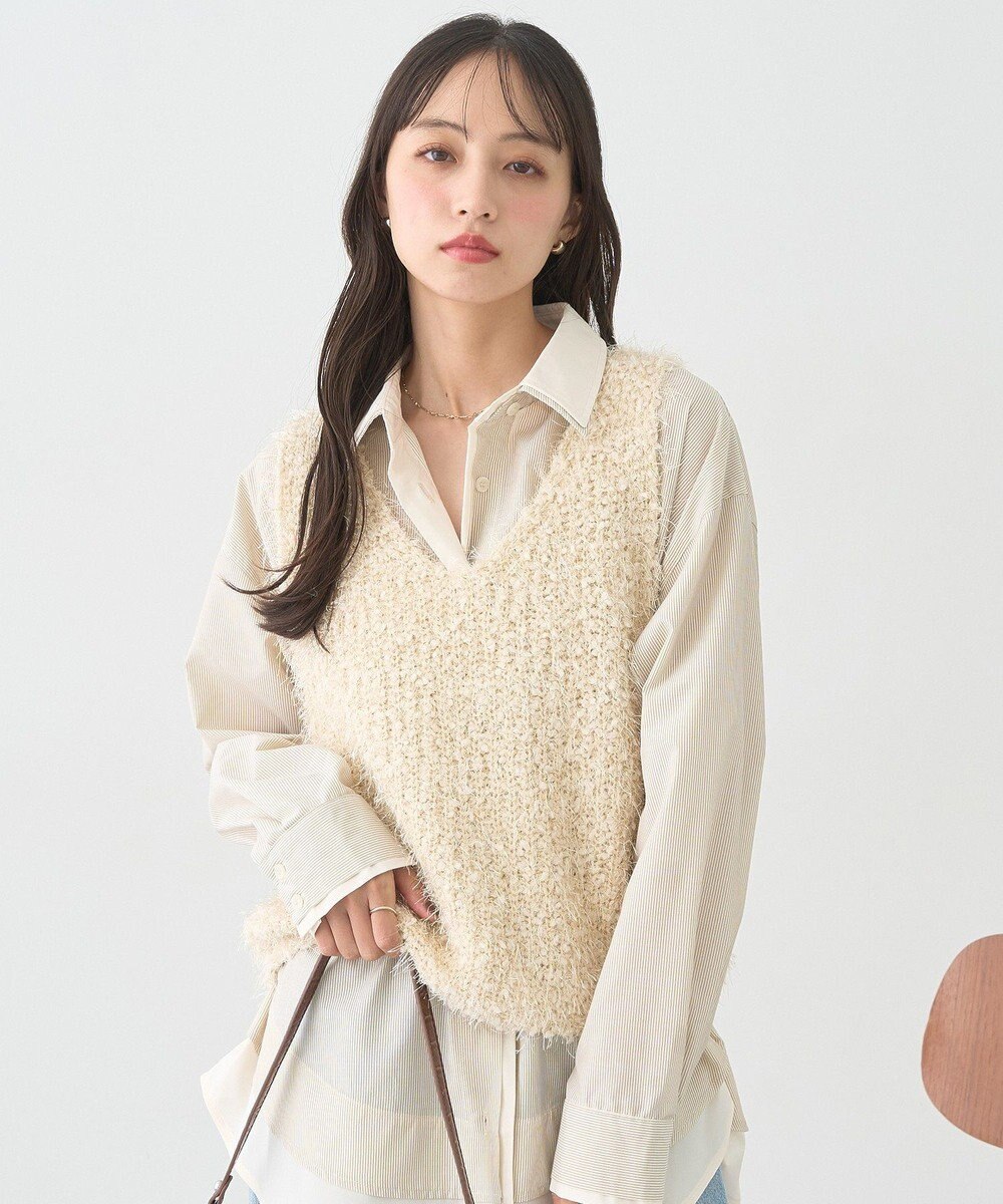 earth music&ecology ポンポンヤーンベスト 