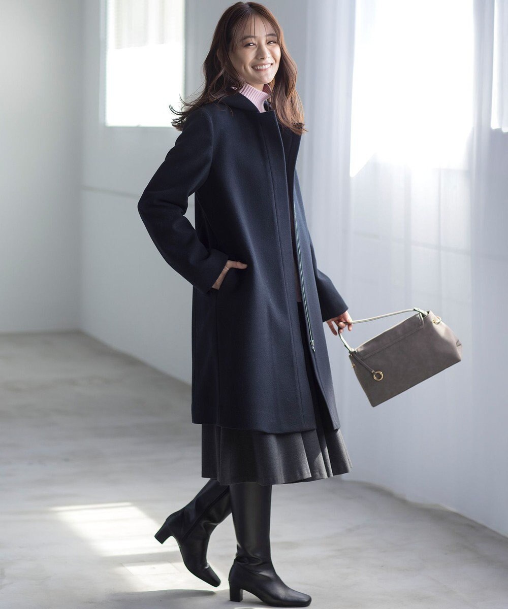 組曲 【WEB限定】ウールモッサ フーデットロングコート 